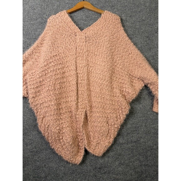 Entro Cozy Textured Knit Cocoon Cardigan Wrap Womens L‎ Pink Open Front Sweater - Picture 2 of 10